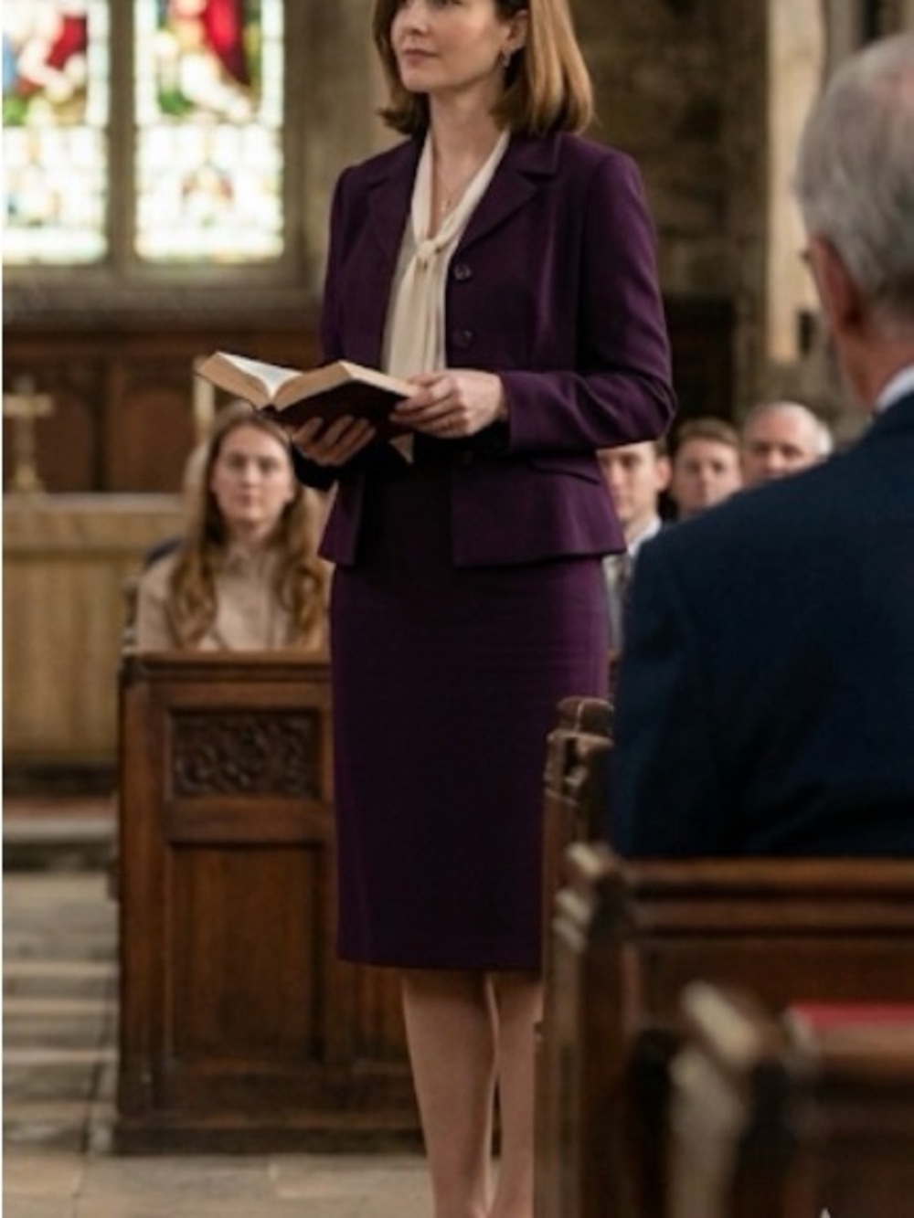 Women's Purple Two-Piece Blazer and Pencil Skirt Suit